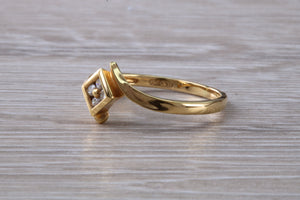 Cross Over Diamond set 18ct Yellow Gold Ring