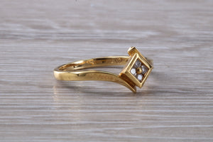 Cross Over Diamond set 18ct Yellow Gold Ring