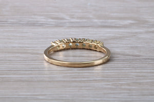 7 stone Alexandrite eternity ring, 9ct yellow gold, suitable for all age groups