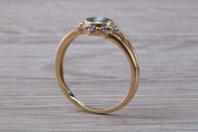 Load image into Gallery viewer, Cats Eye Alexandrite and Diamond cluster dress ring, 9ct yellow gold, suitable for all age groups