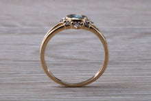 Load image into Gallery viewer, Cats Eye Alexandrite and Diamond cluster dress ring, 9ct yellow gold, suitable for all age groups