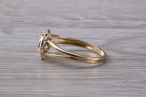 Cats Eye Alexandrite and Diamond cluster dress ring, 9ct yellow gold, suitable for all age groups
