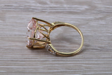 Load image into Gallery viewer, Large Heart Shape 3.89ct Morganite and Diamond set Yellow Gold Ring