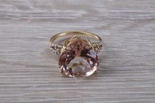 Load image into Gallery viewer, Large Heart Shape 3.89ct Morganite and Diamond set Yellow Gold Ring