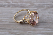 Load image into Gallery viewer, Large Heart Shape 3.89ct Morganite and Diamond set Yellow Gold Ring