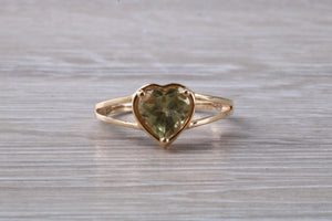 Heart Shape Peridot set Yellow Gold Ring