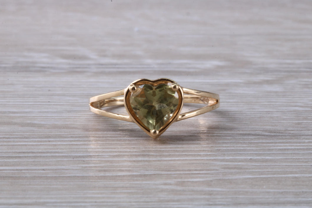 Heart Shape Peridot set Yellow Gold Ring