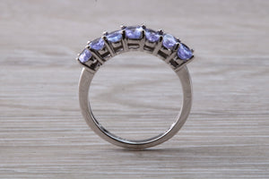 7 stone natural Tanzanite eternity ring, oval cut Tanzanite set in 9ct white gold, one and half carats Tanzanite