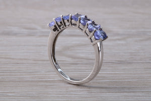 7 stone natural Tanzanite eternity ring, oval cut Tanzanite set in 9ct white gold, one and half carats Tanzanite