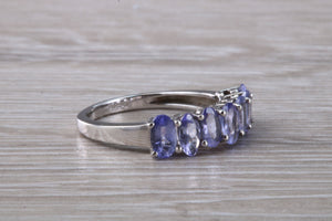 7 stone natural Tanzanite eternity ring, oval cut Tanzanite set in 9ct white gold, one and half carats Tanzanite
