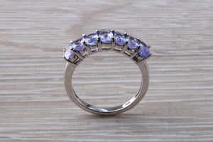 7 stone natural Tanzanite eternity ring, oval cut Tanzanite set in 9ct white gold, one and half carats Tanzanite