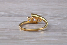 Load image into Gallery viewer, 9ct yellow gold trillogy twist shank ring, very sparkly real diamond look for a fraction of the cost