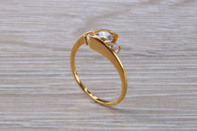 Load image into Gallery viewer, 9ct yellow gold trillogy twist shank ring, very sparkly real diamond look for a fraction of the cost