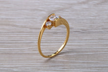 Load image into Gallery viewer, 9ct yellow gold trillogy twist shank ring, very sparkly real diamond look for a fraction of the cost