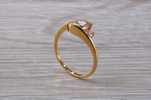 Load image into Gallery viewer, 9ct yellow gold trillogy twist shank ring, very sparkly real diamond look for a fraction of the cost