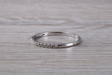 Load image into Gallery viewer, Natural diamond set band, solid 9ct white gold set with real diamonds, very thin and simple band