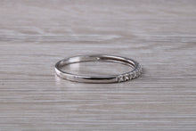 Load image into Gallery viewer, Natural diamond set band, solid 9ct white gold set with real diamonds, very thin and simple band