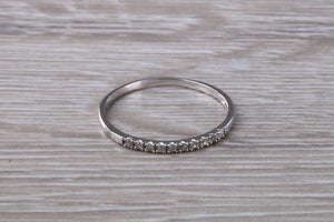 Natural diamond set band, solid 9ct white gold set with real diamonds, very thin and simple band