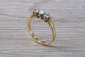 Traditional Half carat Diamond Trilogy set Two Tone Gold Ring