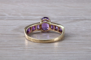 Dressy Two carats Amethyst set Yellow Gold Ring