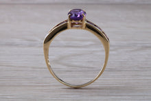 Load image into Gallery viewer, Dressy Two carats Amethyst set Yellow Gold Ring