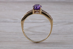 Dressy Two carats Amethyst set Yellow Gold Ring