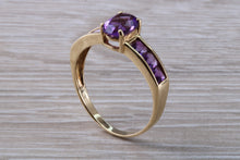 Load image into Gallery viewer, Dressy Two carats Amethyst set Yellow Gold Ring