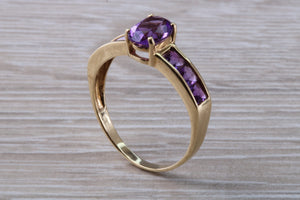 Dressy Two carats Amethyst set Yellow Gold Ring