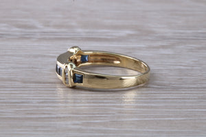 Blue Sapphire and Diamond set eternity ring,natural blue sapphire and diamonds set in 9ct yellow gold, perfect for all ages
