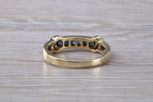 Blue Sapphire and Diamond set eternity ring,natural blue sapphire and diamonds set in 9ct yellow gold, perfect for all ages