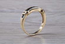 Load image into Gallery viewer, Blue Sapphire and Diamond set eternity ring,natural blue sapphire and diamonds set in 9ct yellow gold, perfect for all ages