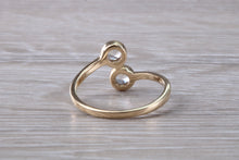 Load image into Gallery viewer, White Sapphire set Yellow Gold Crossover Ring