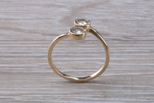Load image into Gallery viewer, White Sapphire set Yellow Gold Crossover Ring