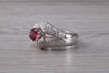 Load image into Gallery viewer, Very Dressy Pink Tourmaline and Diamond Encrusted Ring