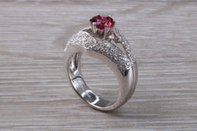Load image into Gallery viewer, Very Dressy Pink Tourmaline and Diamond Encrusted Ring