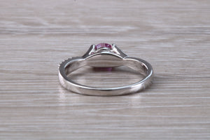 One carat Pink Sapphire and Diamond set White Gold Ring
