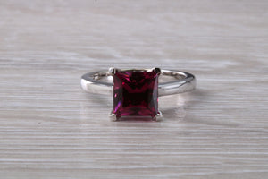 2.74 carat Square cut Pink Tourmaline set 18ct Gold Ring