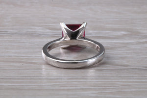 2.74 carat Square cut Pink Tourmaline set 18ct Gold Ring