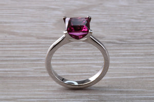 2.74 carat Square cut Pink Tourmaline set 18ct Gold Ring