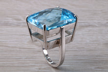 Load image into Gallery viewer, Very Large 70 carat Sky Blue Topaz set White Gold Statement Ring
