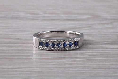Blue Sapphire and Diamond set 18ct White Gold Eternity Ring