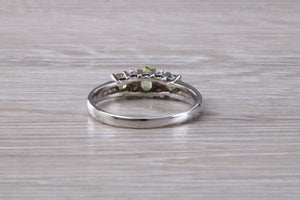 Peridot and Diamond set White Gold Ring