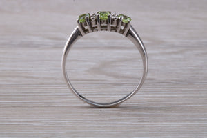 Peridot and Diamond set White Gold Ring