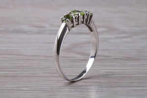Peridot and Diamond set White Gold Ring