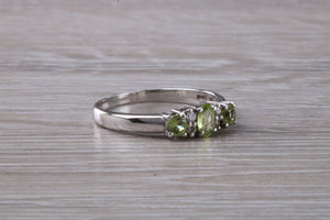 Peridot and Diamond set White Gold Ring
