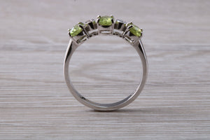 Peridot and Diamond set White Gold Ring