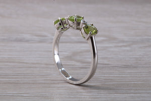 Peridot and Diamond set White Gold Ring