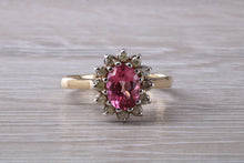 Load image into Gallery viewer, Pink Topaz and Diamond cluster ring. 9ct white and yellow gold. Engagement ring. Promise ring.Perfect birthday or anniversary Gift