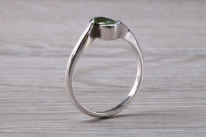 Oval cut Green Sapphire Crossover Ring