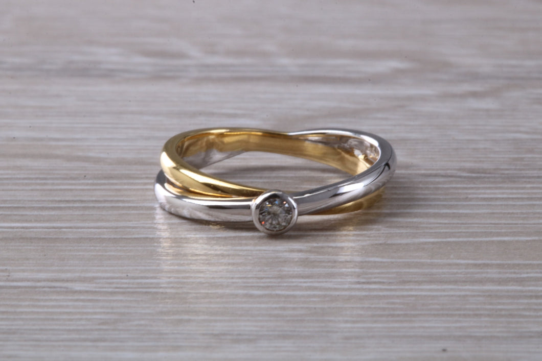 Wrap Over Two Tone 18ct Gold Diamond set Ring